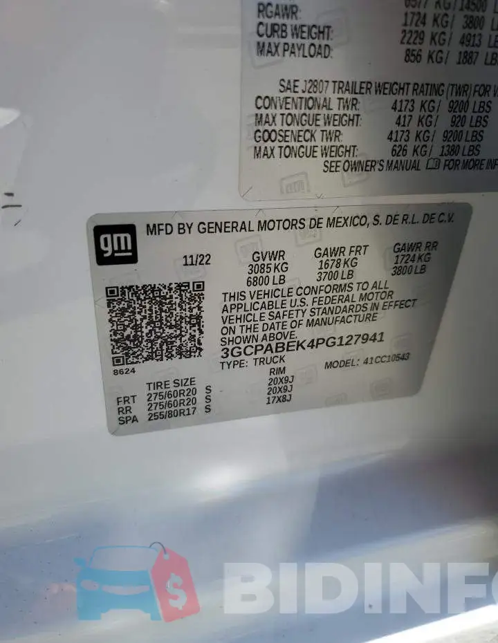 3GCPABEK4PG127941 Photo# 12