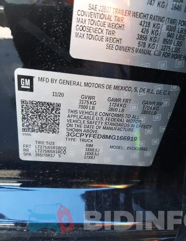3GCPYFED8MG166919 Photo# 12