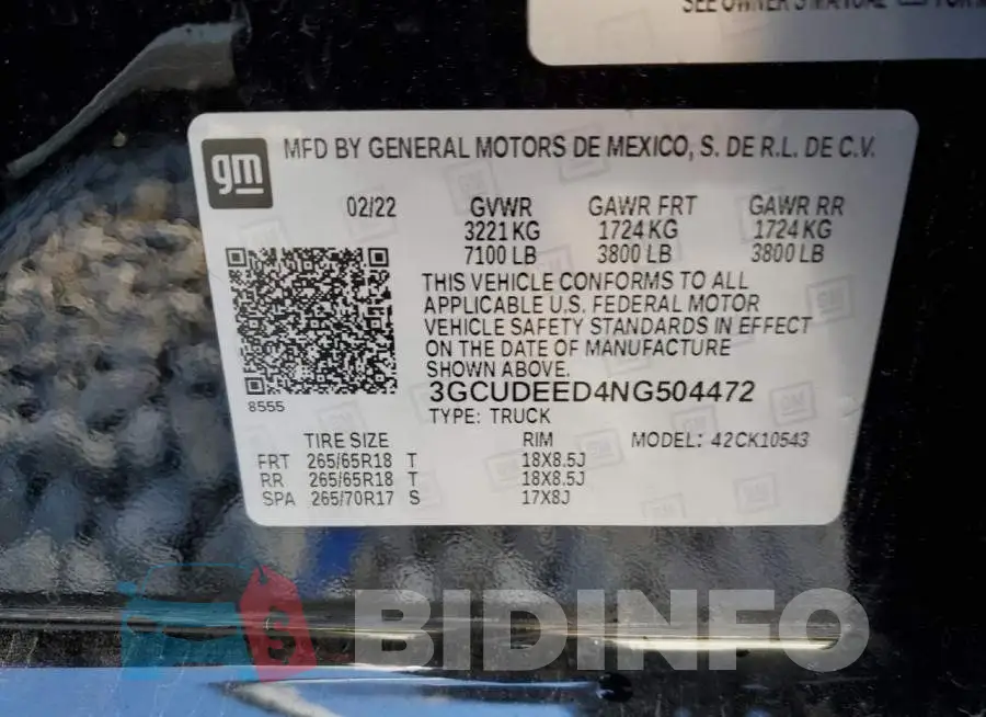3GCUDEED4NG504472 Photo# 12