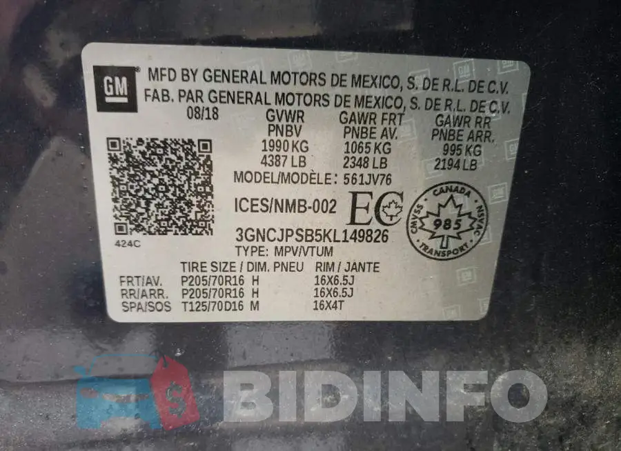 3GNCJPSB5KL149826 Photo# 14