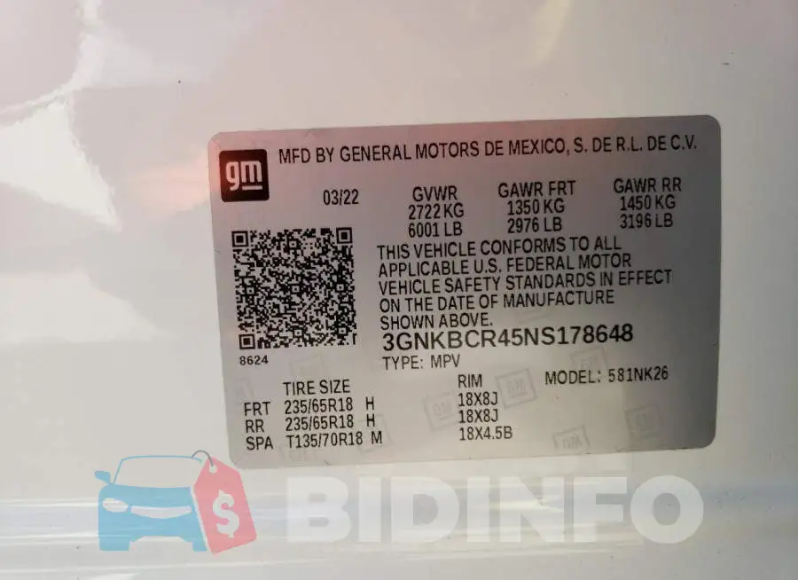 3GNKBCR45NS178648 Photo# 14