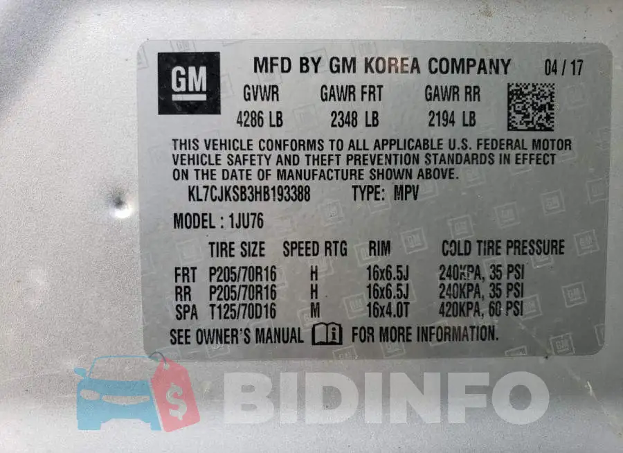 KL7CJKSB3HB193388 Photo# 13