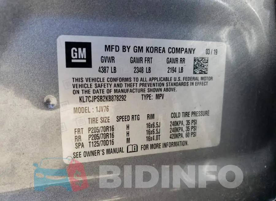 KL7CJPSB2KB878292 Photo# 13