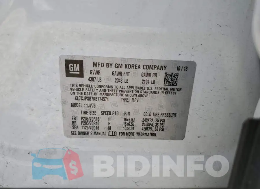 KL7CJPSB7KB774574 Photo# 12
