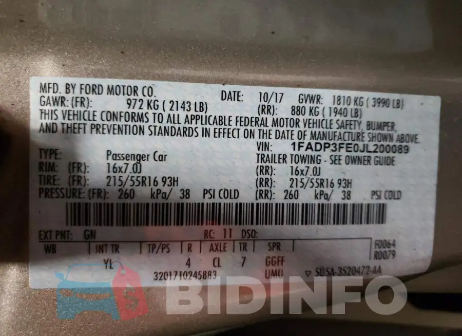 1FADP3FE0JL200089 Photo# 12