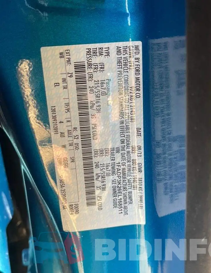 1FADP3K26EL168511 Photo# 10
