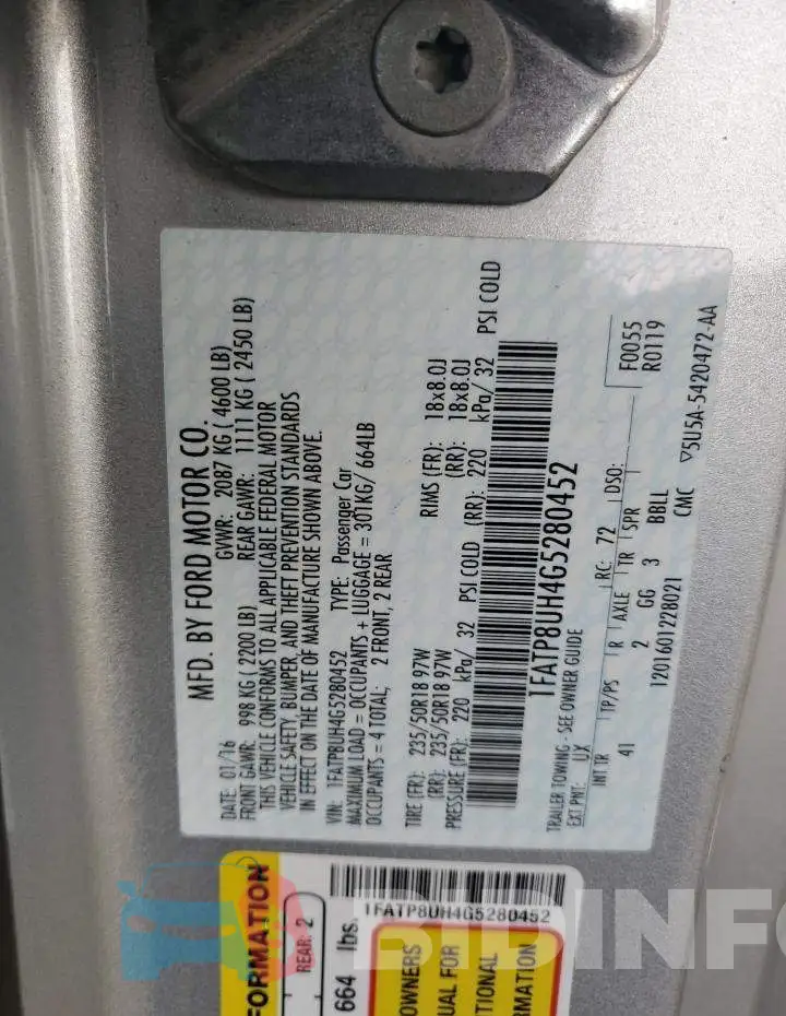 1FATP8UH4G5280452 Photo# 12