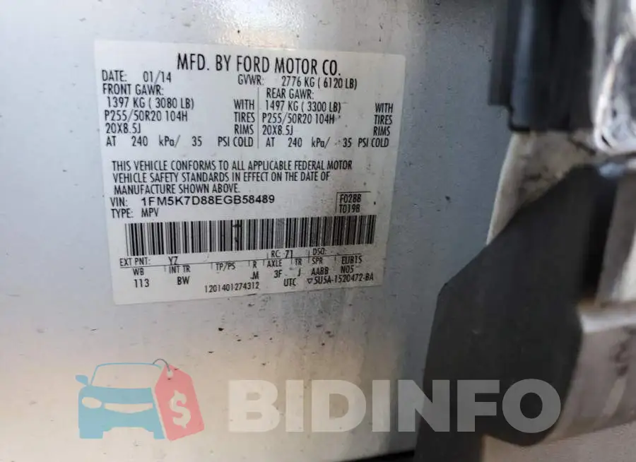 1FM5K7D88EGB58489 Photo# 14