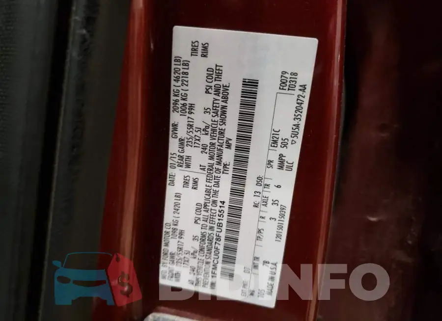 1FMCU0F78FUB15514 Photo# 12