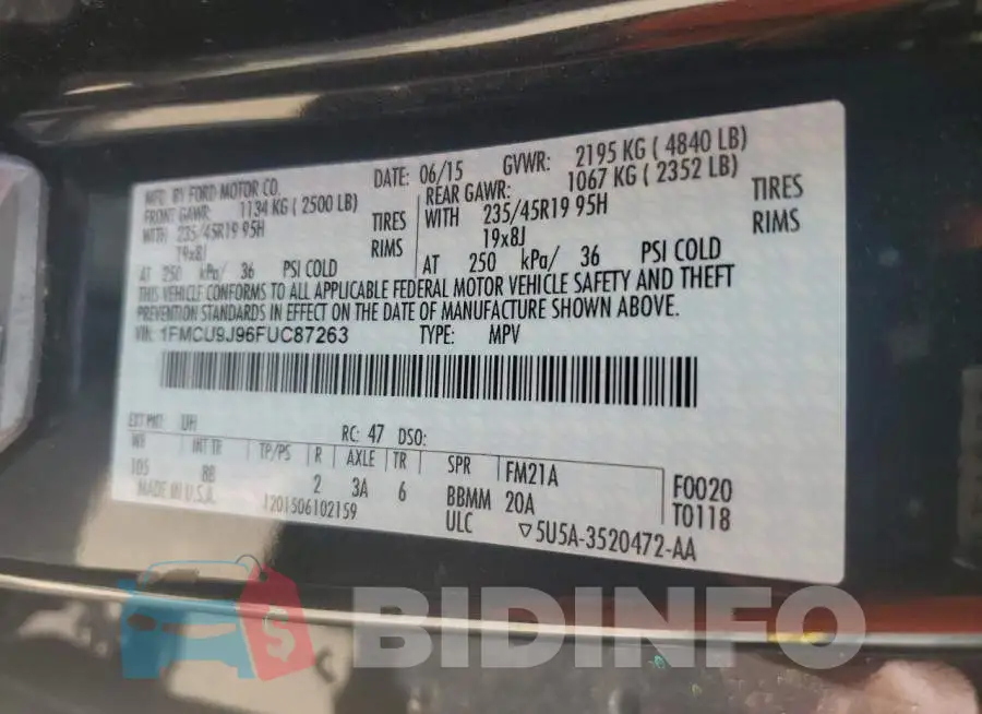 1FMCU9J96FUC87263 Photo# 13