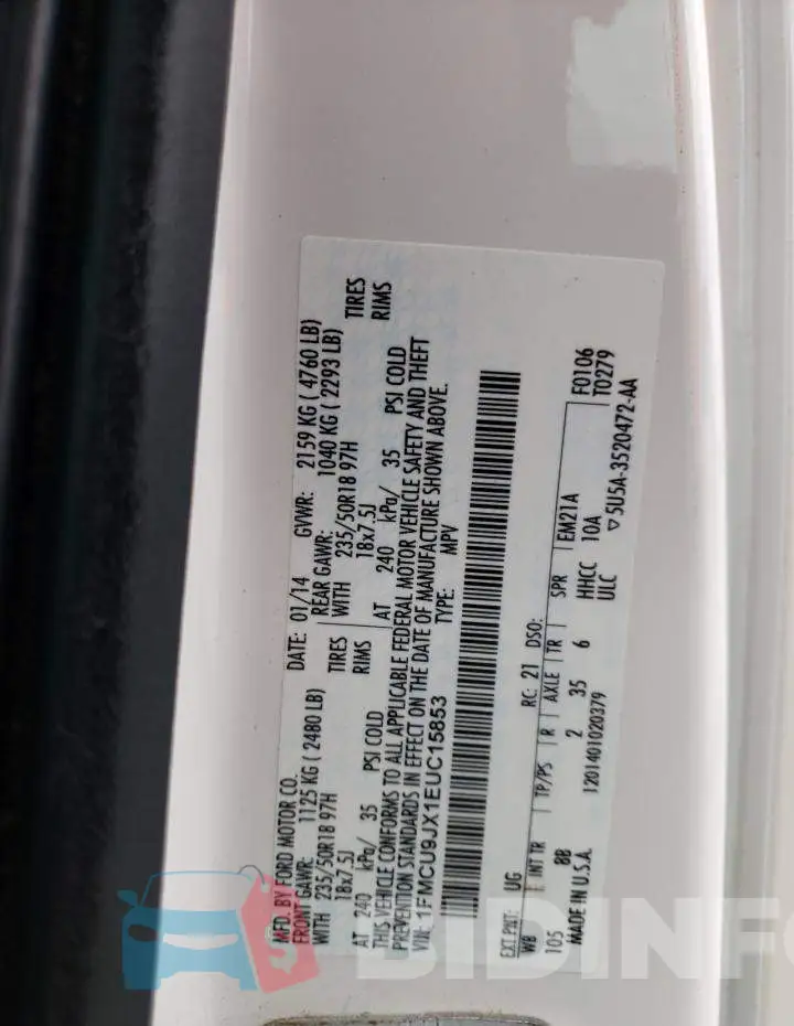 1FMCU9JX1EUC15853 Photo# 14