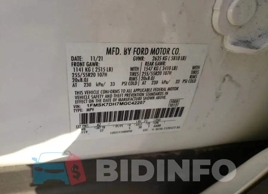 1FMSK7DH7MGC42207 Photo# 14