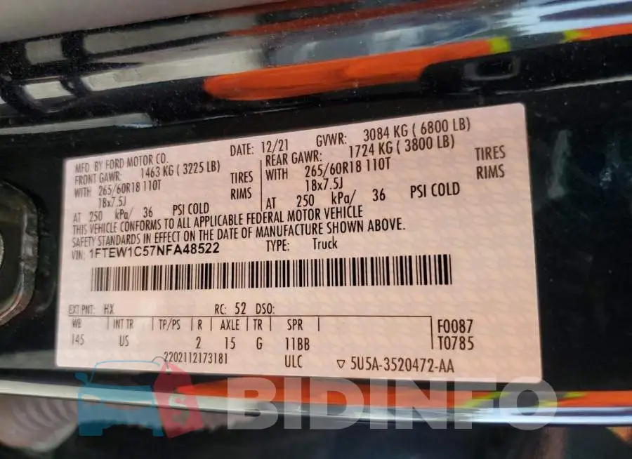 1FTEW1C57NFA48522 Photo# 13