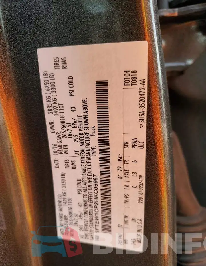 1FTEW1CP2HKC06987 Photo# 12