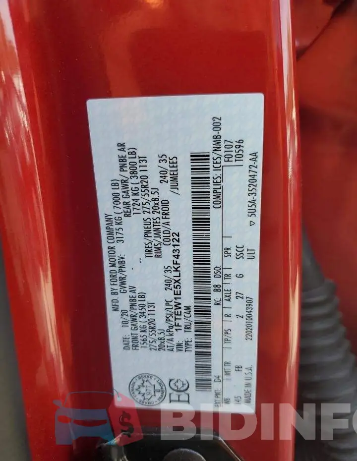 1FTEW1E5XLKF43122 Photo# 12