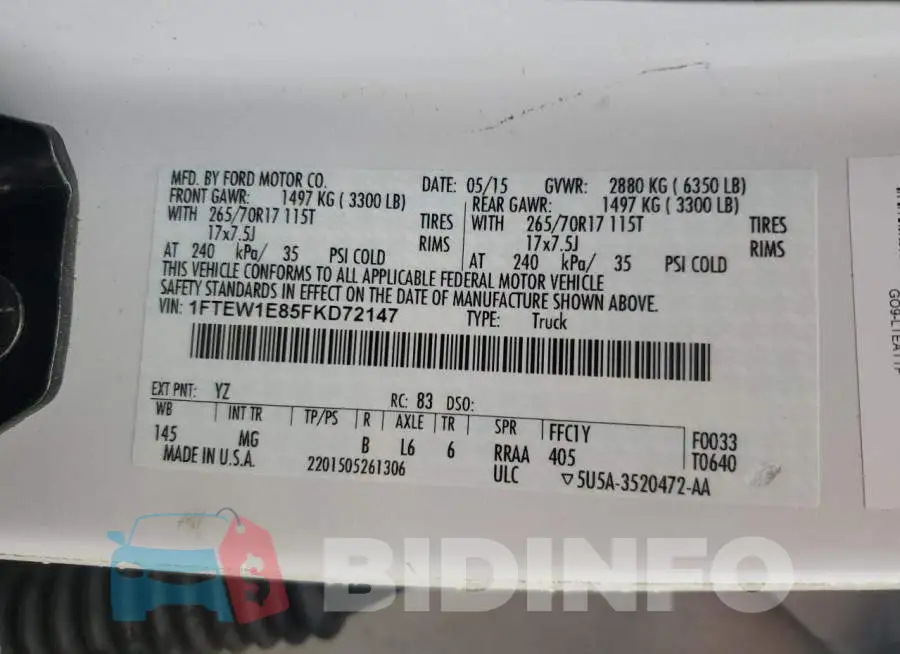 1FTEW1E85FKD72147 Photo# 12