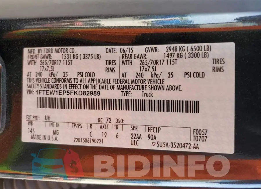 1FTEW1EP5FKD82989 Photo# 12
