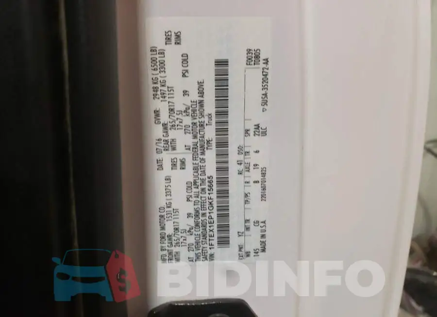 1FTEX1EP1GKF15665 Photo# 12