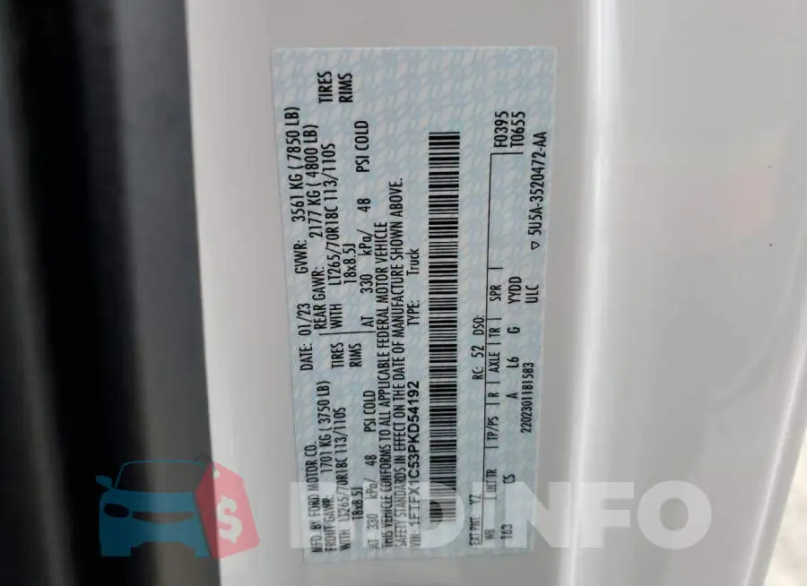 1FTFX1C53PKD54192 Photo# 12