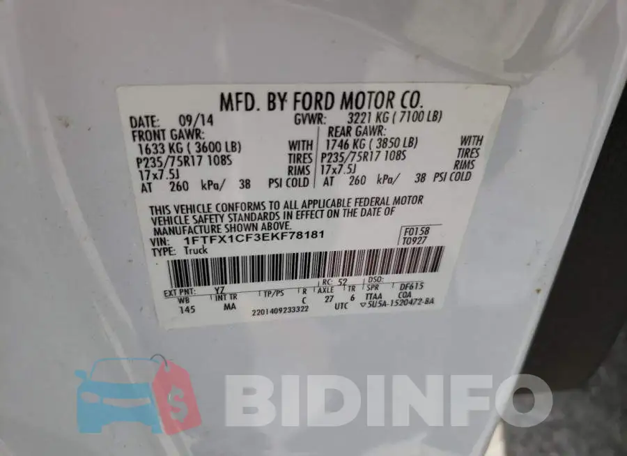 1FTFX1CF3EKF78181 Photo# 12