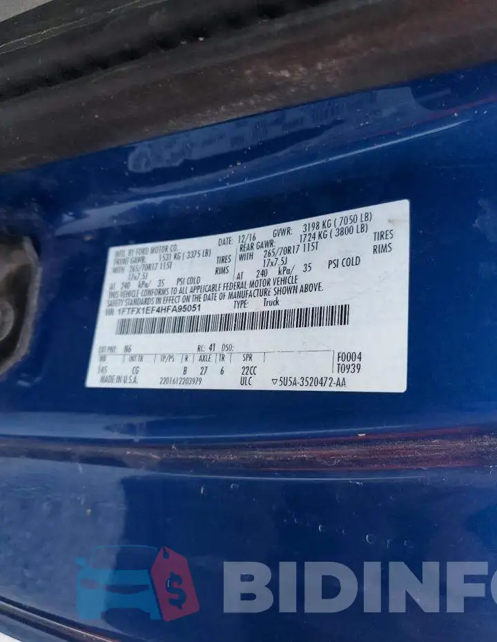 1FTFX1EF4HFA95051 Photo# 12