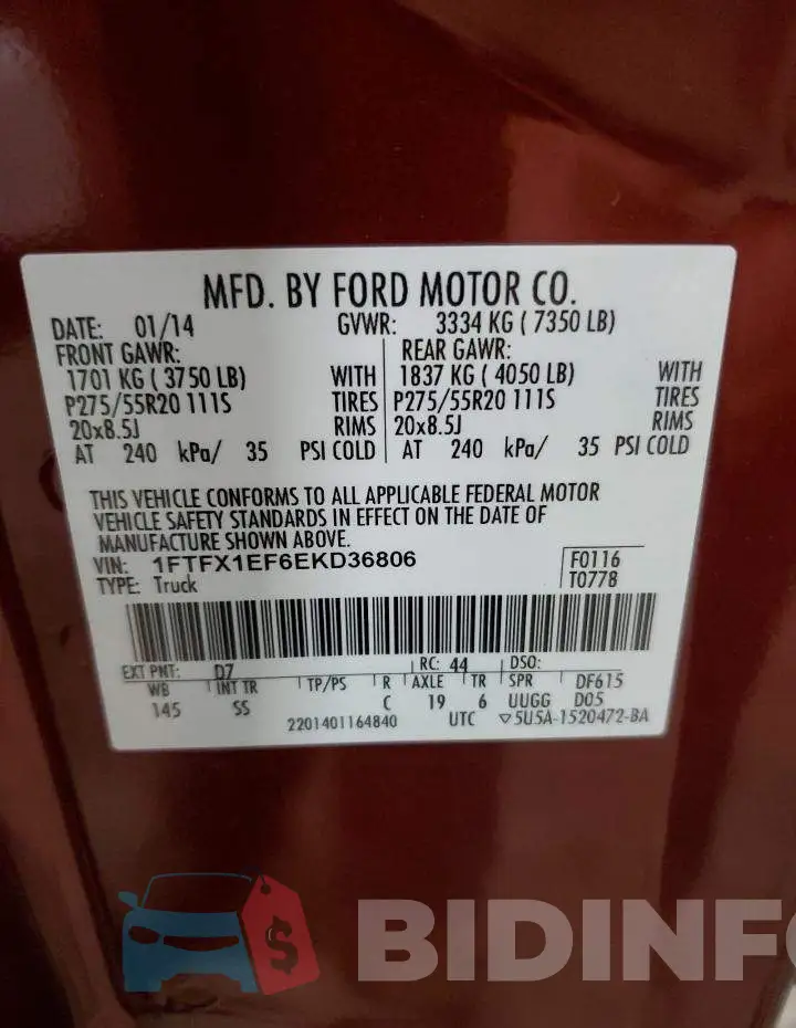 1FTFX1EF6EKD36806 Photo# 12