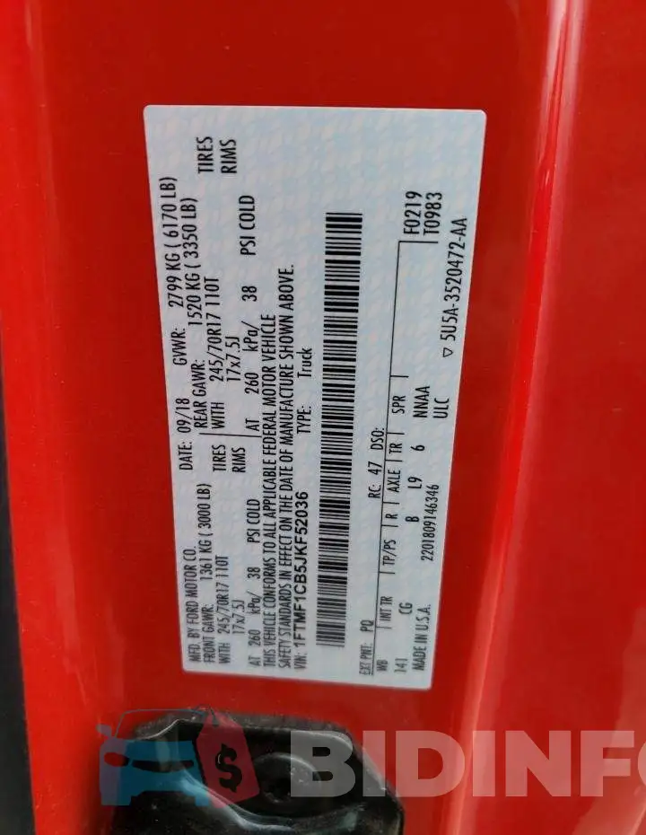 1FTMF1CB5JKF52036 Photo# 12