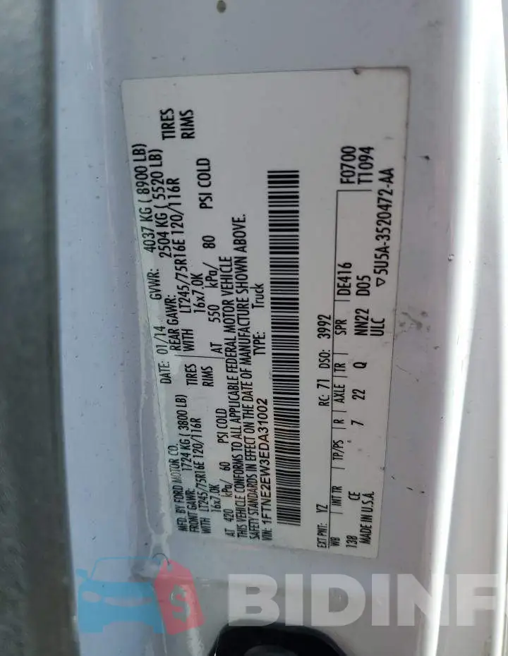 1FTNE2EW3EDA31002 Photo# 12