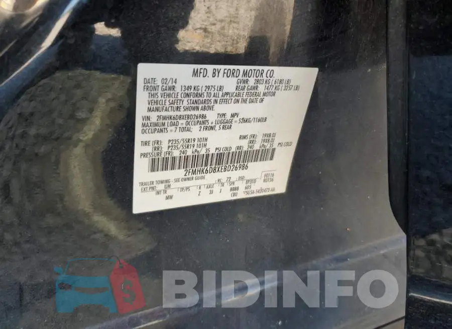 2FMHK6D8XEBD26986 Photo# 13