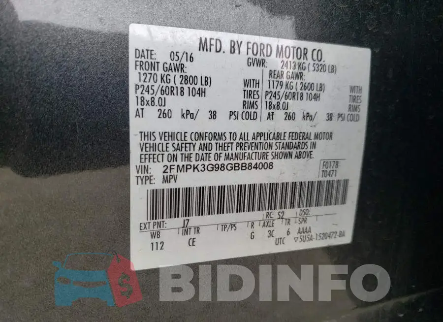 2FMPK3G98GBB84008 Photo# 13