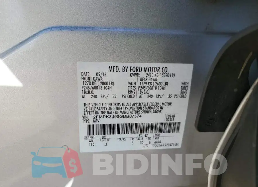 2FMPK3J90GBB87574 Photo# 12