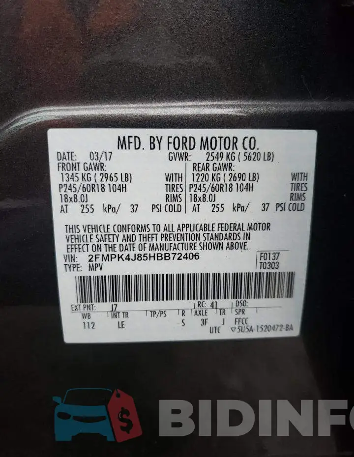 2FMPK4J85HBB72406 Photo# 13