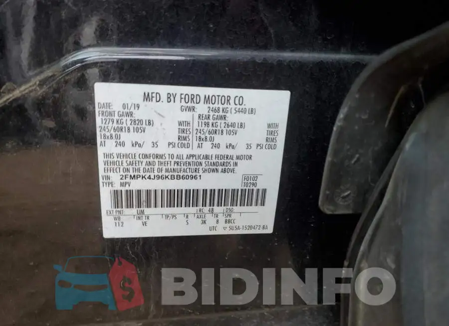 2FMPK4J96KBB60961 Photo# 12