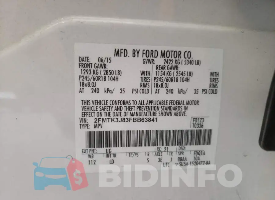 2FMTK3J83FBB63841 Photo# 14