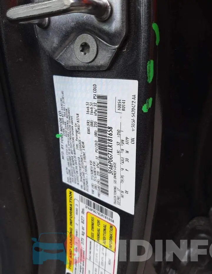 3FA6P0G7XLR181658 Photo# 12