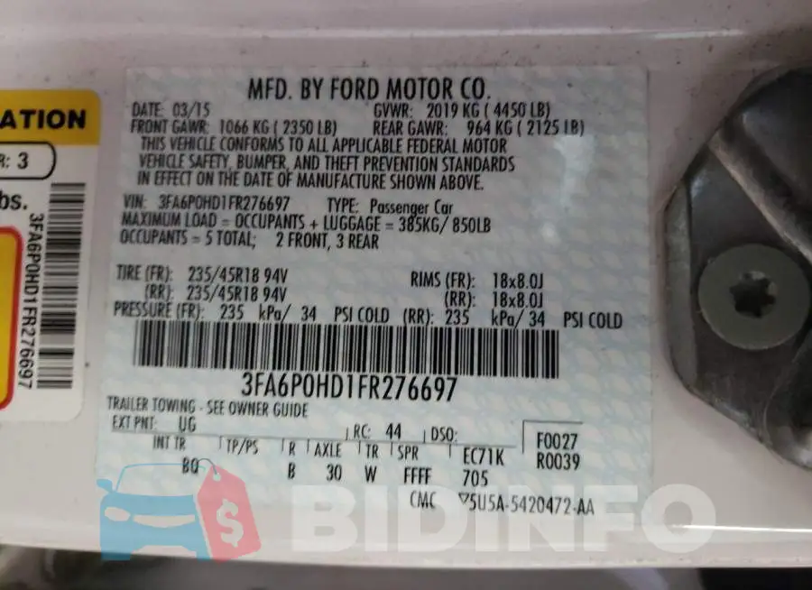 3FA6P0HD1FR276697 Photo# 12
