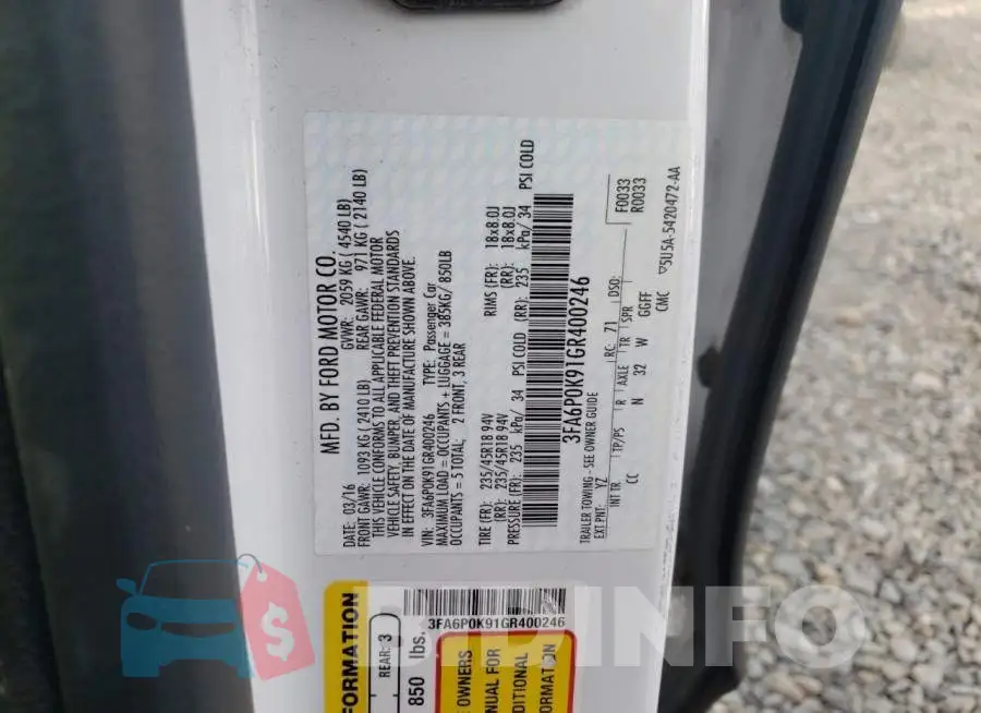 3FA6P0K91GR400246 Photo# 13