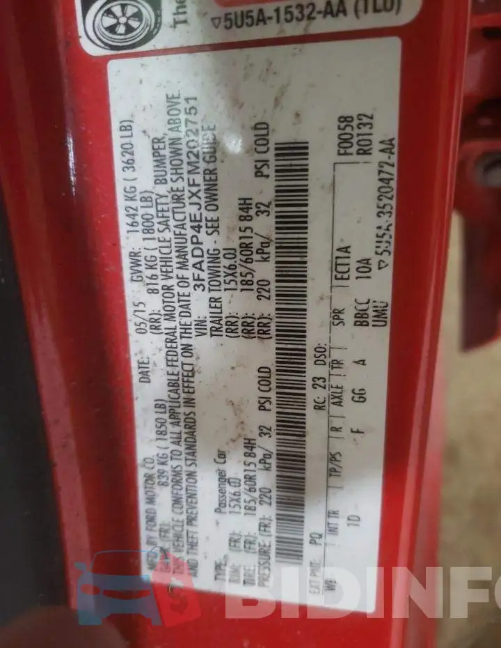 3FADP4EJXFM202751 Photo# 12