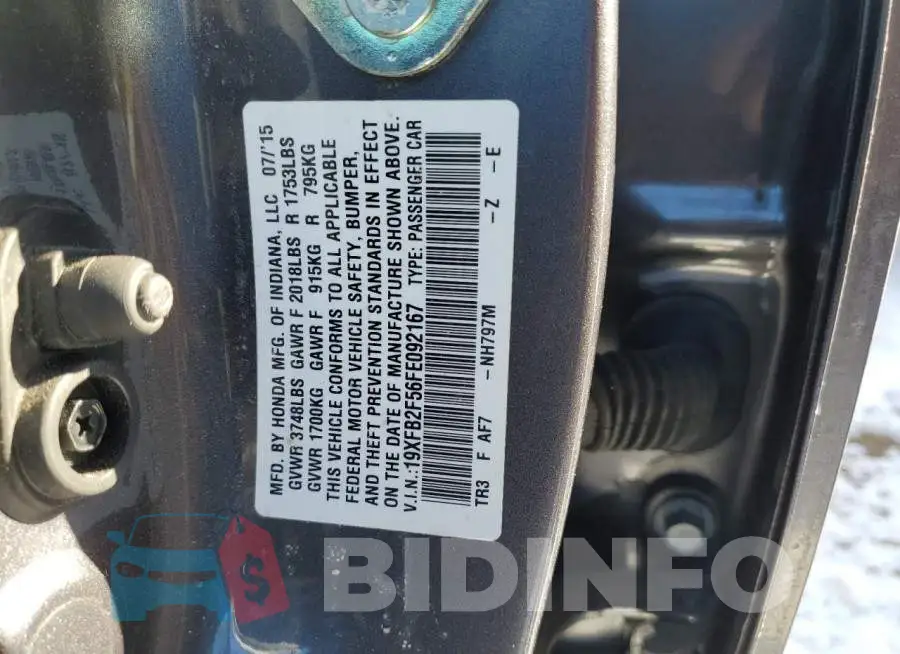 19XFB2F56FE092167 Photo# 12