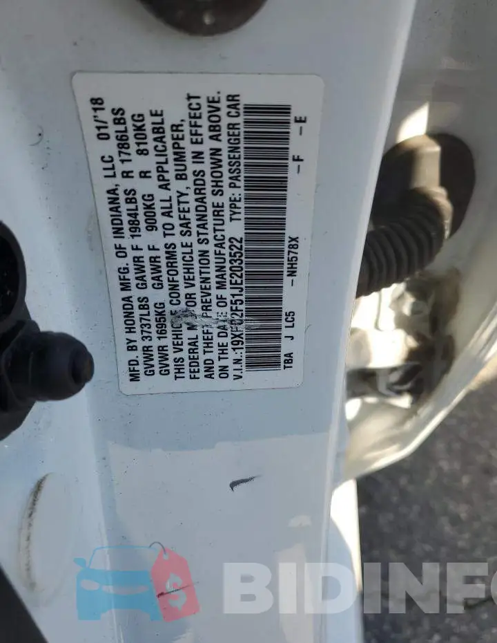 19XFC2F51JE203522 Photo# 13
