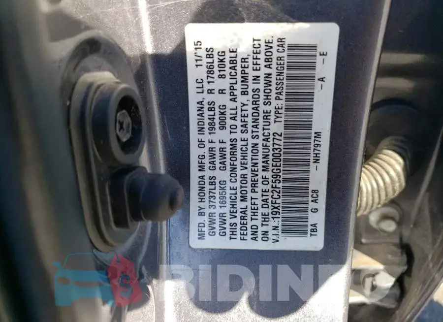19XFC2F59GE003772 Photo# 12