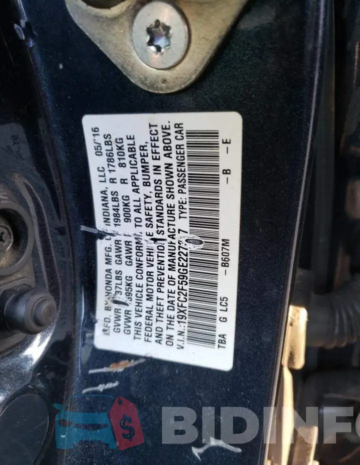 19XFC2F59GE227317 Photo# 12