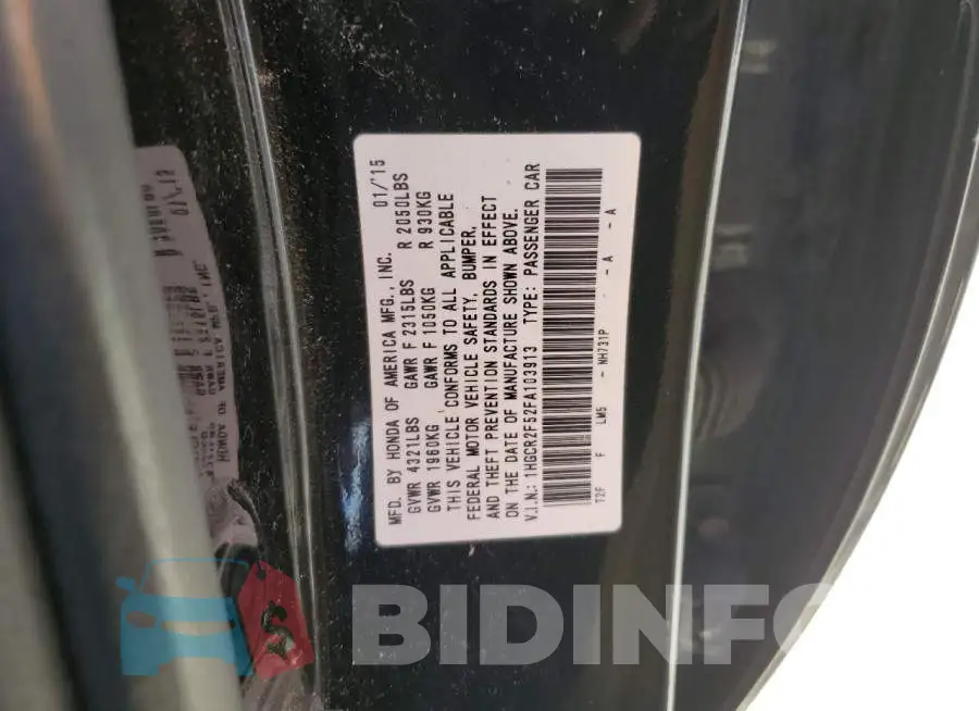 1HGCR2F52FA103913 Photo# 12