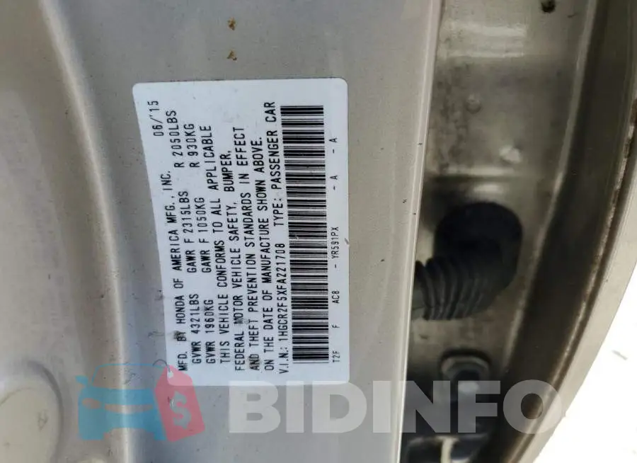 1HGCR2F5XFA221708 Photo# 12