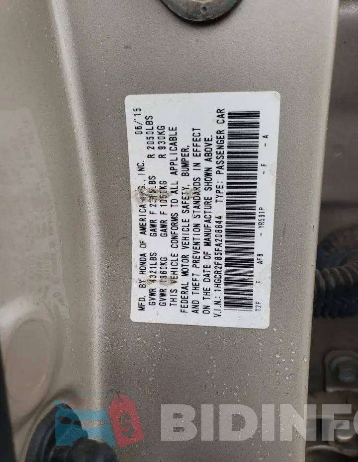1HGCR2F85FA208844 Photo# 12