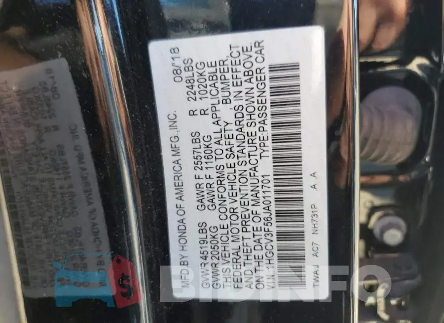 1HGCV3F56JA011701 Photo# 12