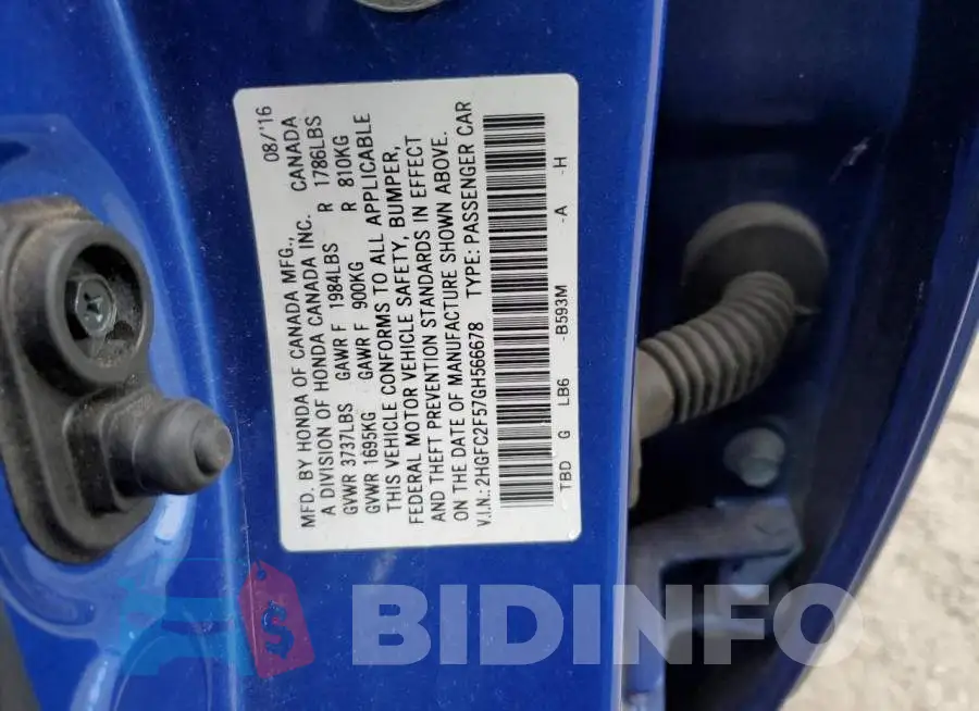 2HGFC2F57GH566678 Photo# 12