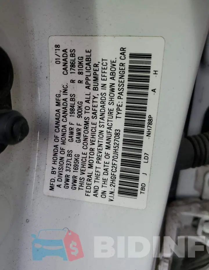 2HGFC2F70JH527083 Photo# 12