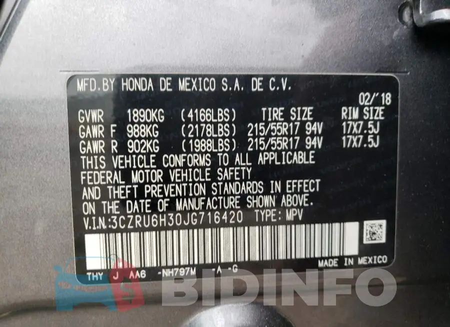 3CZRU6H30JG716420 Photo# 13
