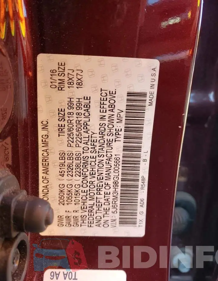 5J6RM3H98GL005661 Photo# 13